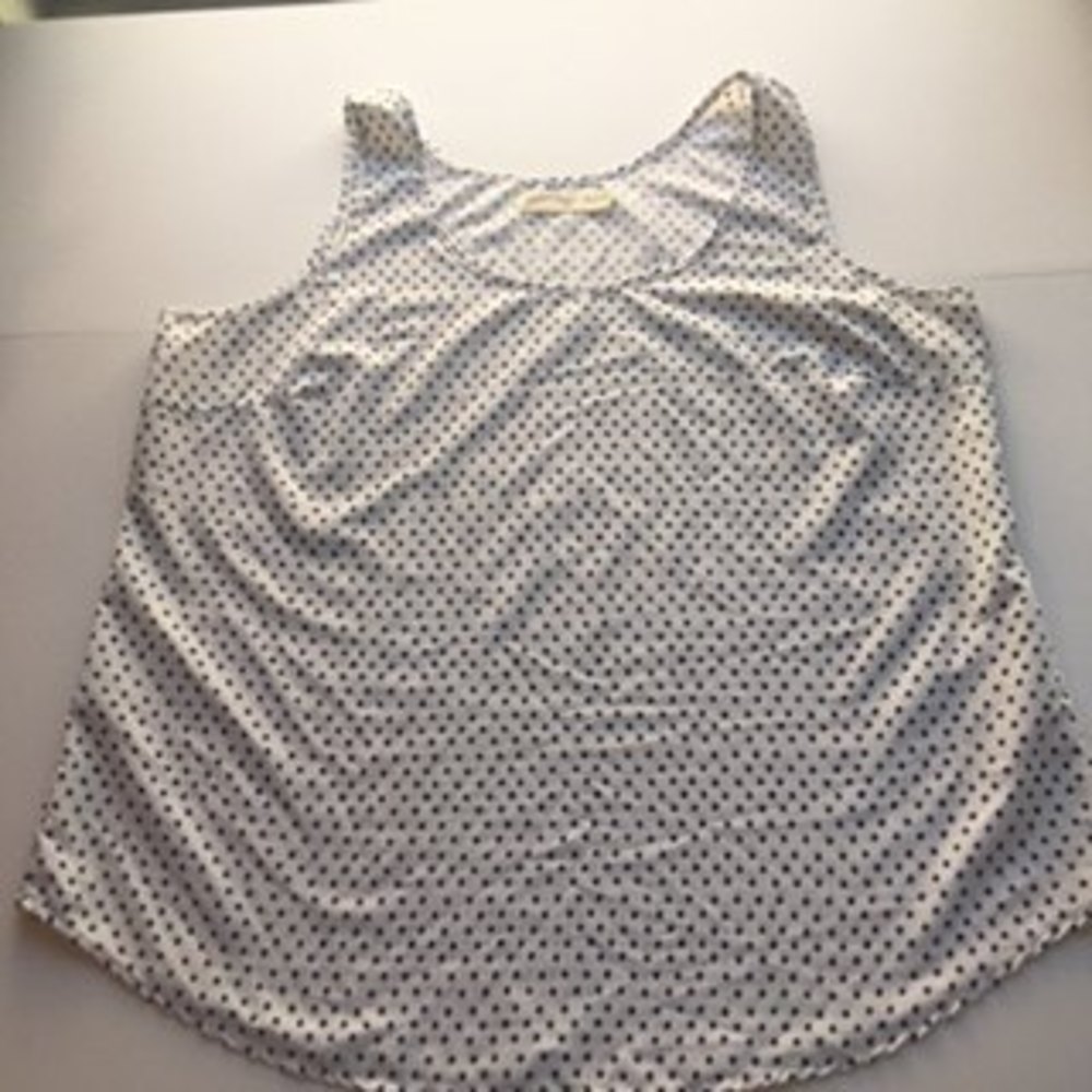 Faded Glory tank, sz xL (16/18), white with navy polka dots